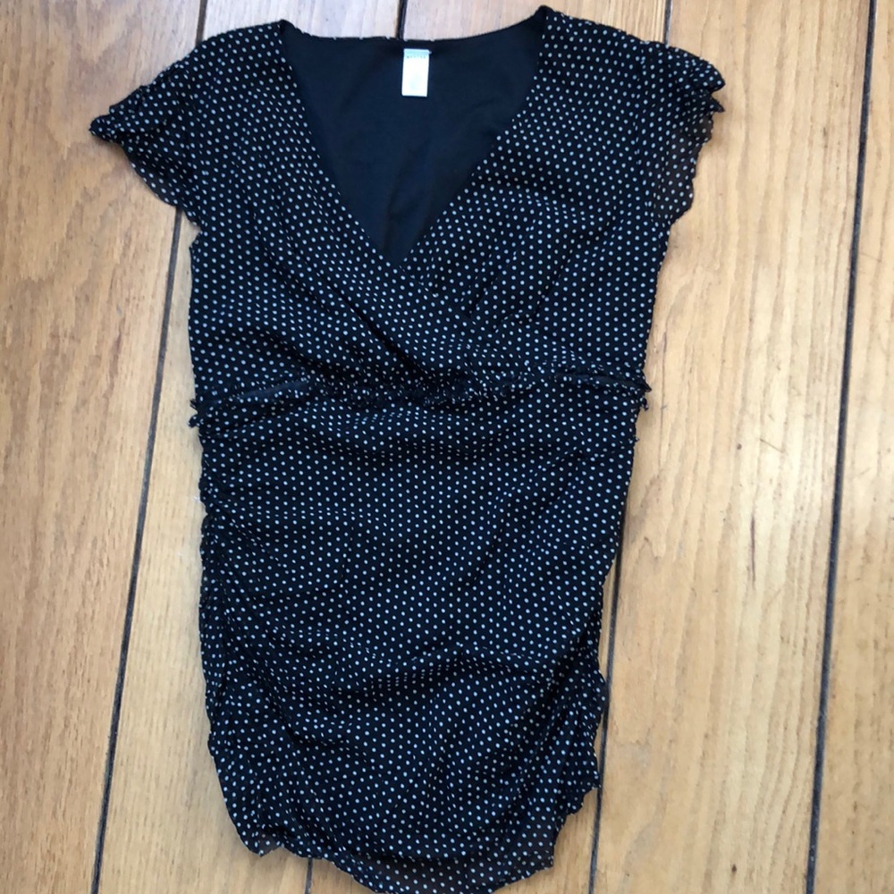 Black and white polka dot blouse